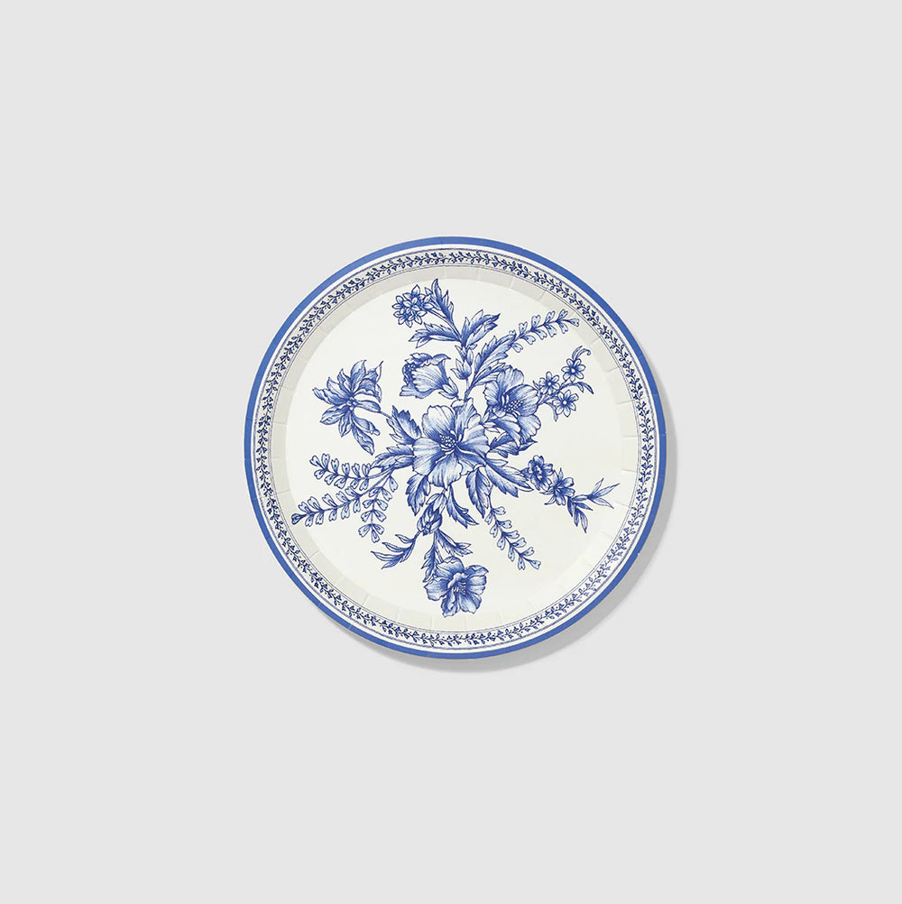 French Toile Blue Small Paper Plate, set of 10-Paper Plates-LNH Edit