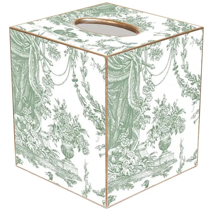 Sage Toile Tissue Box Cover-Tissue Boxes-LNH Edit