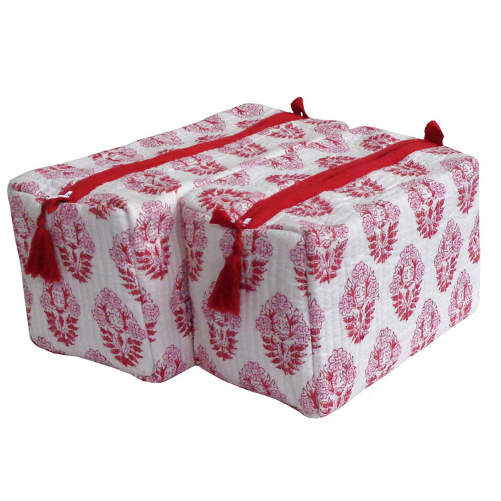 Pia Red/ Pink Cosmetic Bag- Set of 2-Wash Bags-LNH Edit