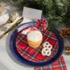 Holiday Plaid Small Paper Plate, set of 10-Paper Plates-LNH Edit