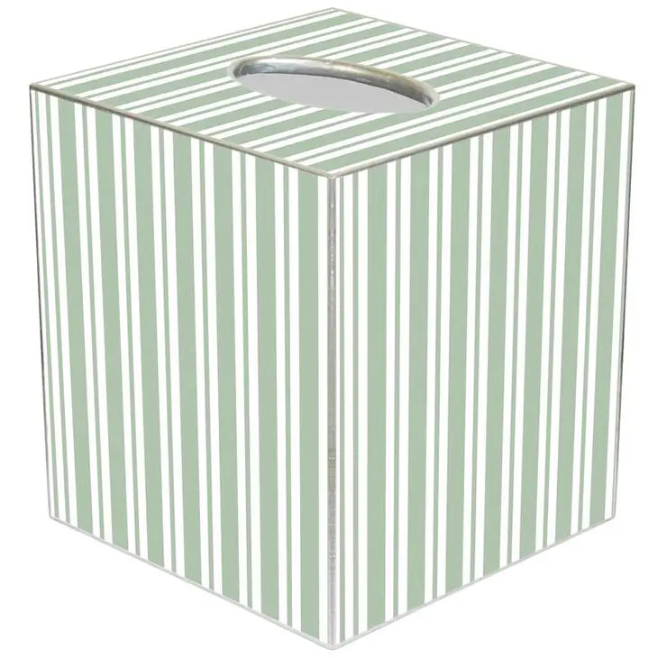 Sage Stripe Tissue Box Cover-Tissue Boxes-LNH Edit
