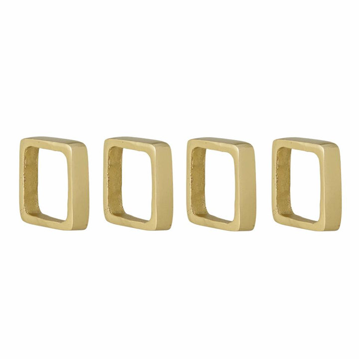 Square Gold Napkin Rings, Set of 4-Napkin Rings-LNH Edit