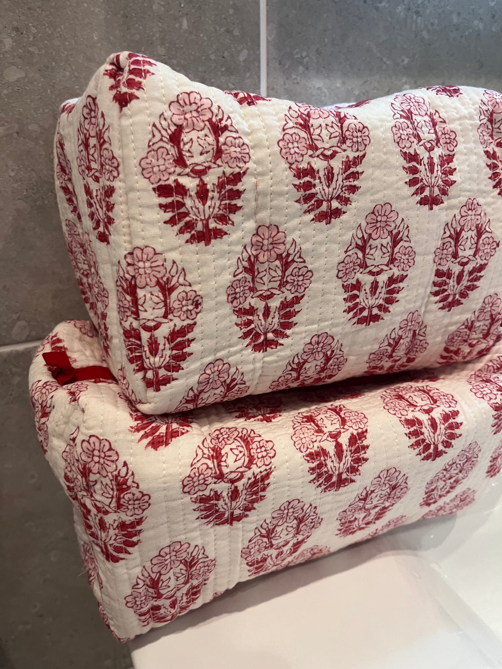 Pia Red/ Pink Cosmetic Bag- Set of 2-Wash Bags-LNH Edit