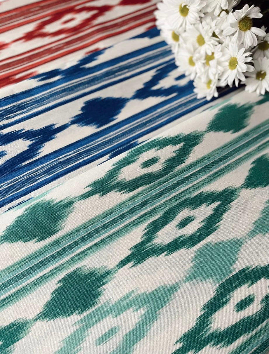 Ikat Aqua Green Rectangular Stain Resistant Tablecloth-Tablecloths-LNH Edit