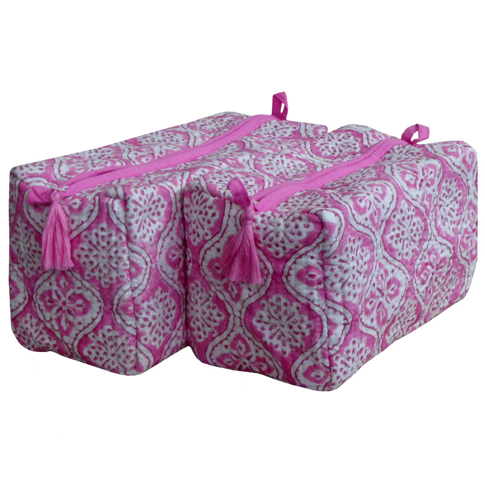 Freddie Pink Cosmetic Bag- Set of 2-Wash Bags-LNH Edit