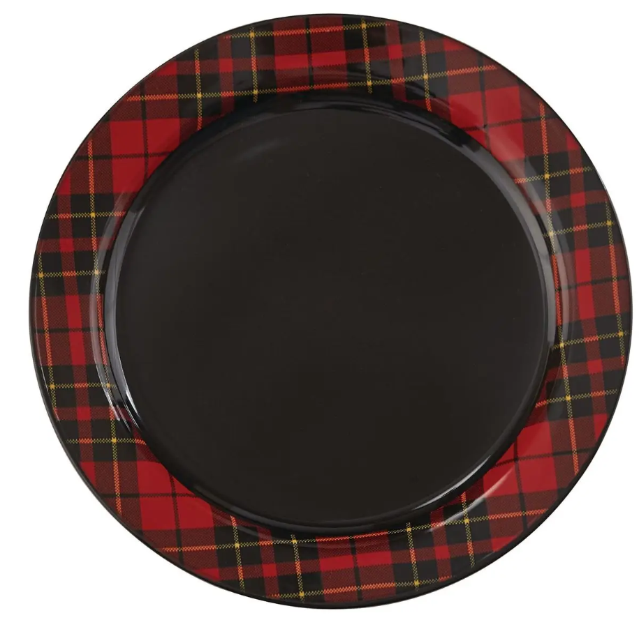 Red Tartan Dinner Plate, Set of 4-Dinner Plates-LNH Edit